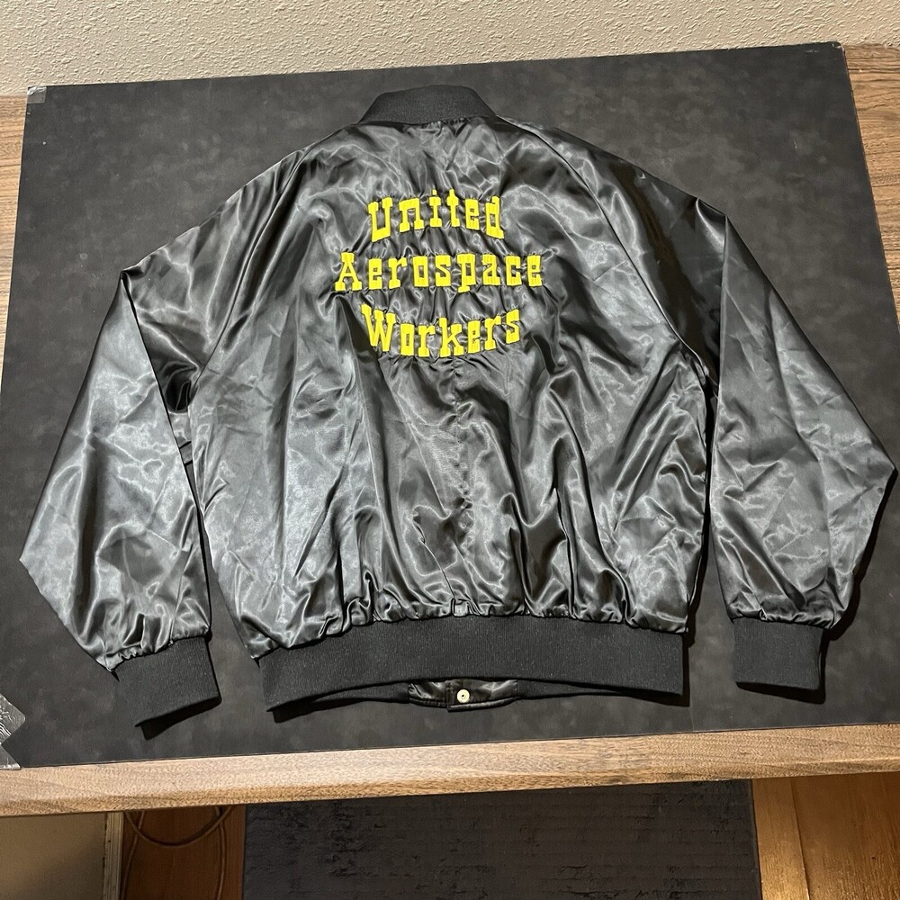 Aerospace Workers Jacket Vintage 1970s Union Workers Satin Bomber UAW Machinists